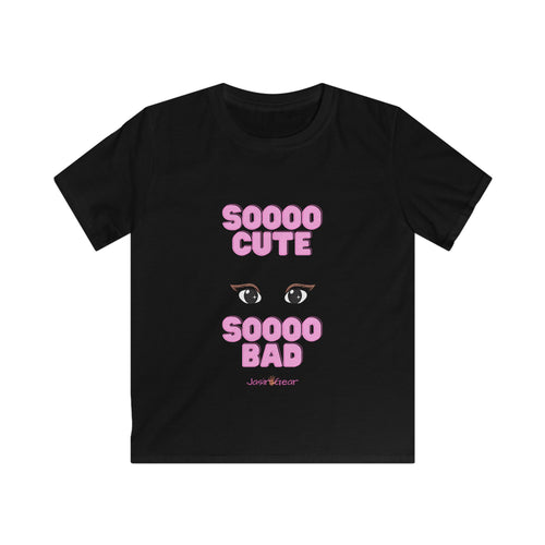 "Soooo Cute, Soooo Bad" Pink Eyes Graphic - Kids Tee