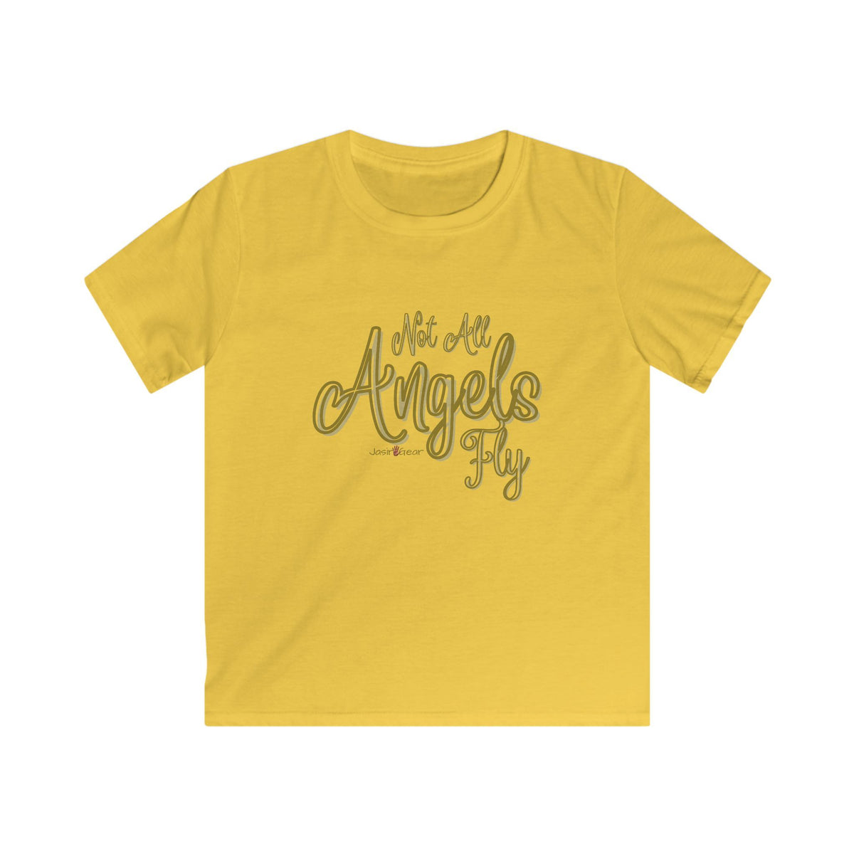 Little Angels Fly Gold Script Graphic - Kids Tee